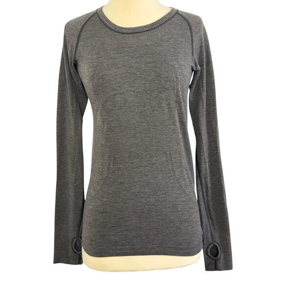 LULULEMON Yoga Run Long Sleeve Swiftly Tech Shirt Heathered Gray Thumb Holes - Picture 4 of 13